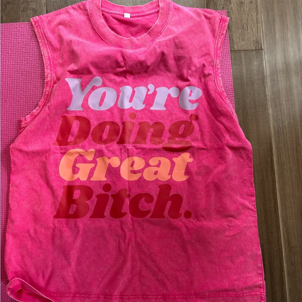 Pink Graphic Sleeveless Top